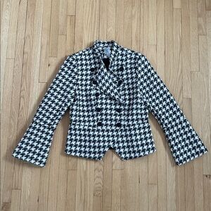 Tristan boucle houndstooth wool blend blazer with bell sleeves medium
